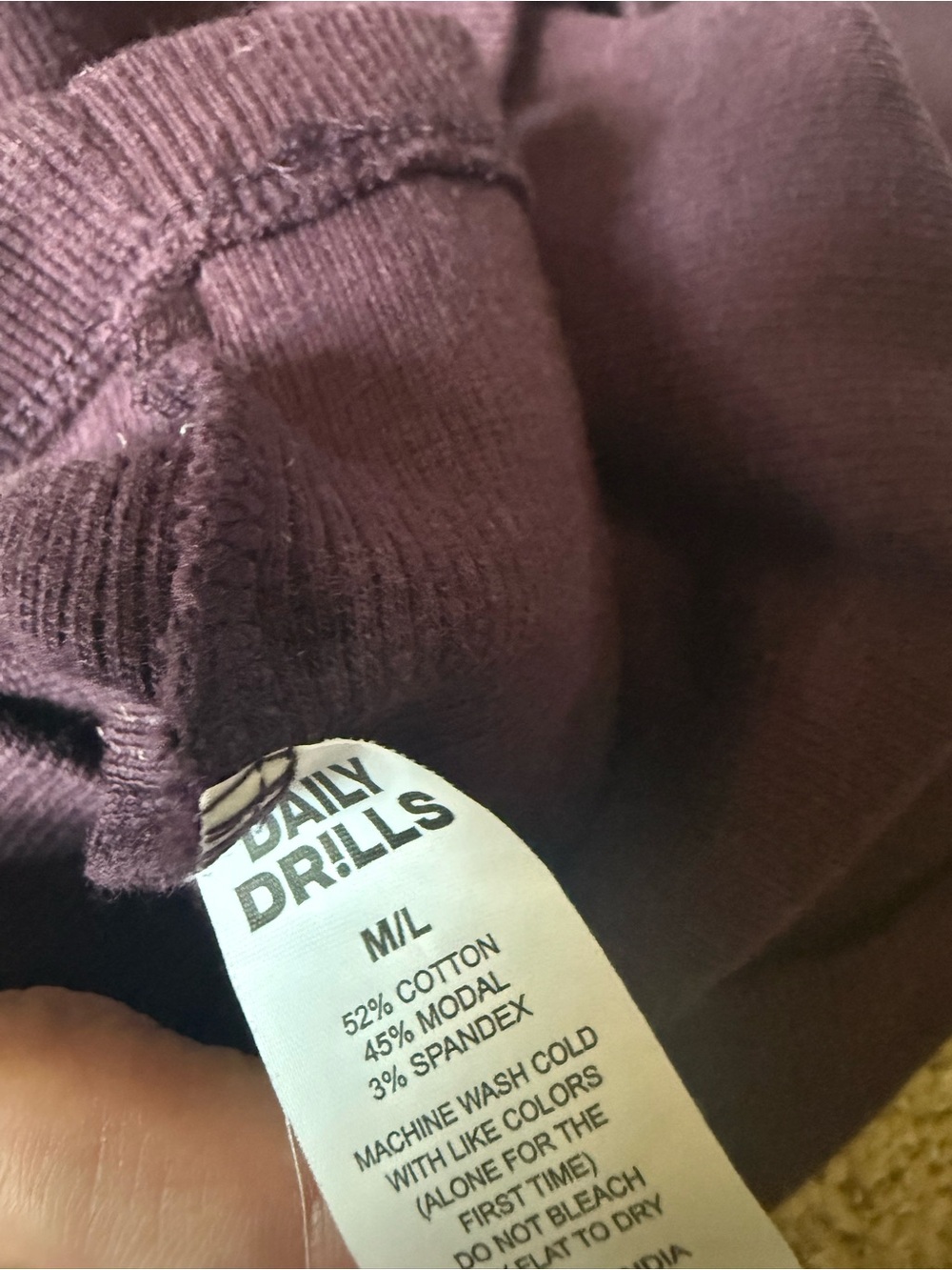 Daily Drills Deep Plum Ribbed Tank Top Med/L - Picture 3 of 3